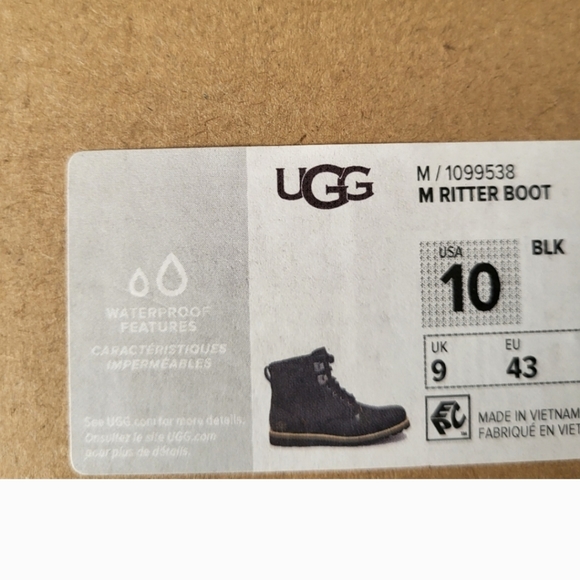UGG Ritter Boot Black Treadlite Men's New Size 10 - Picture 7 of 11